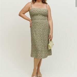 Reformation Olive Floral Midi Dress